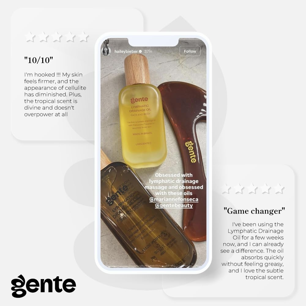 GENTE INC. golden oil pouring texture demonstrating lightweight, non-greasy absorption