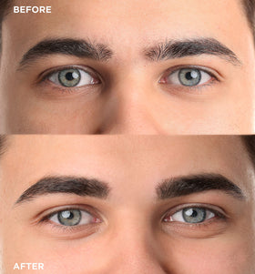Gentlehomme brow pencil held in hand to show size and easy portability benefit