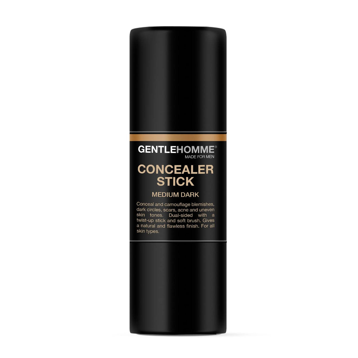 Gentlehomme creamy concealer texture swipe in Medium Dark to show coverage swatch