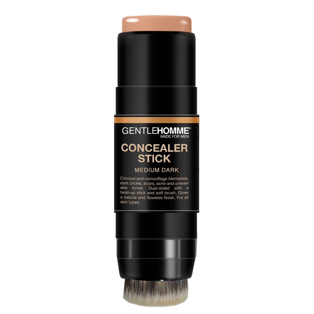Gentlehomme dual‑ended concealer stick with attached soft brush for easy blending
