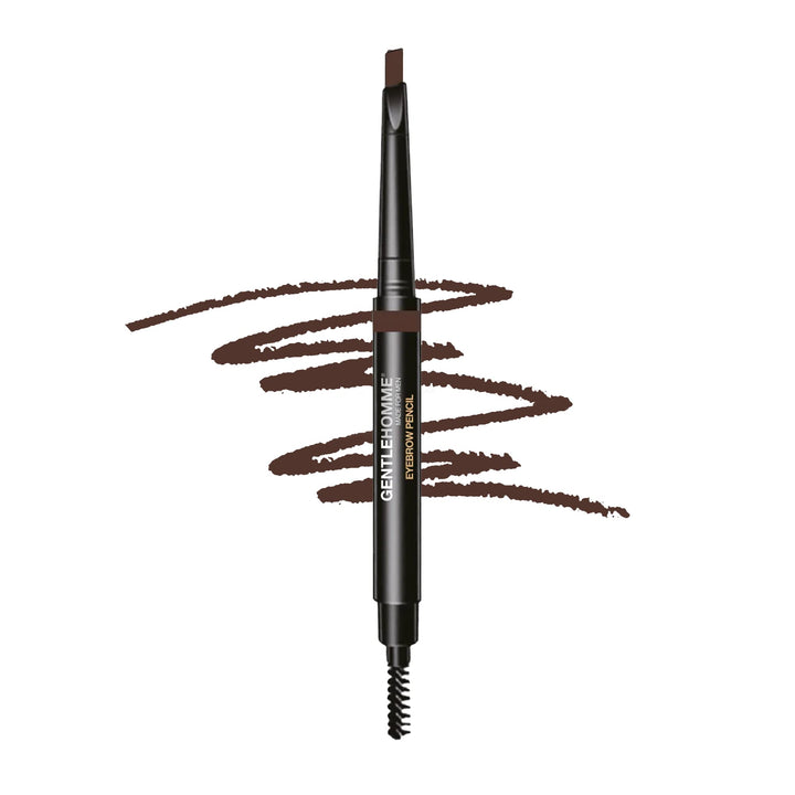 Gentlehomme front packaging showing compact eyebrow pencil and branding benefits