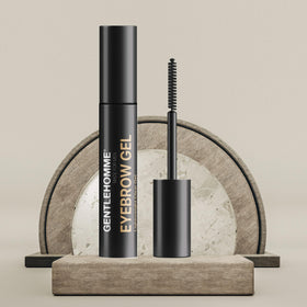 Gentlehomme gel being applied in a morning routine to tame brows and small beard hairs