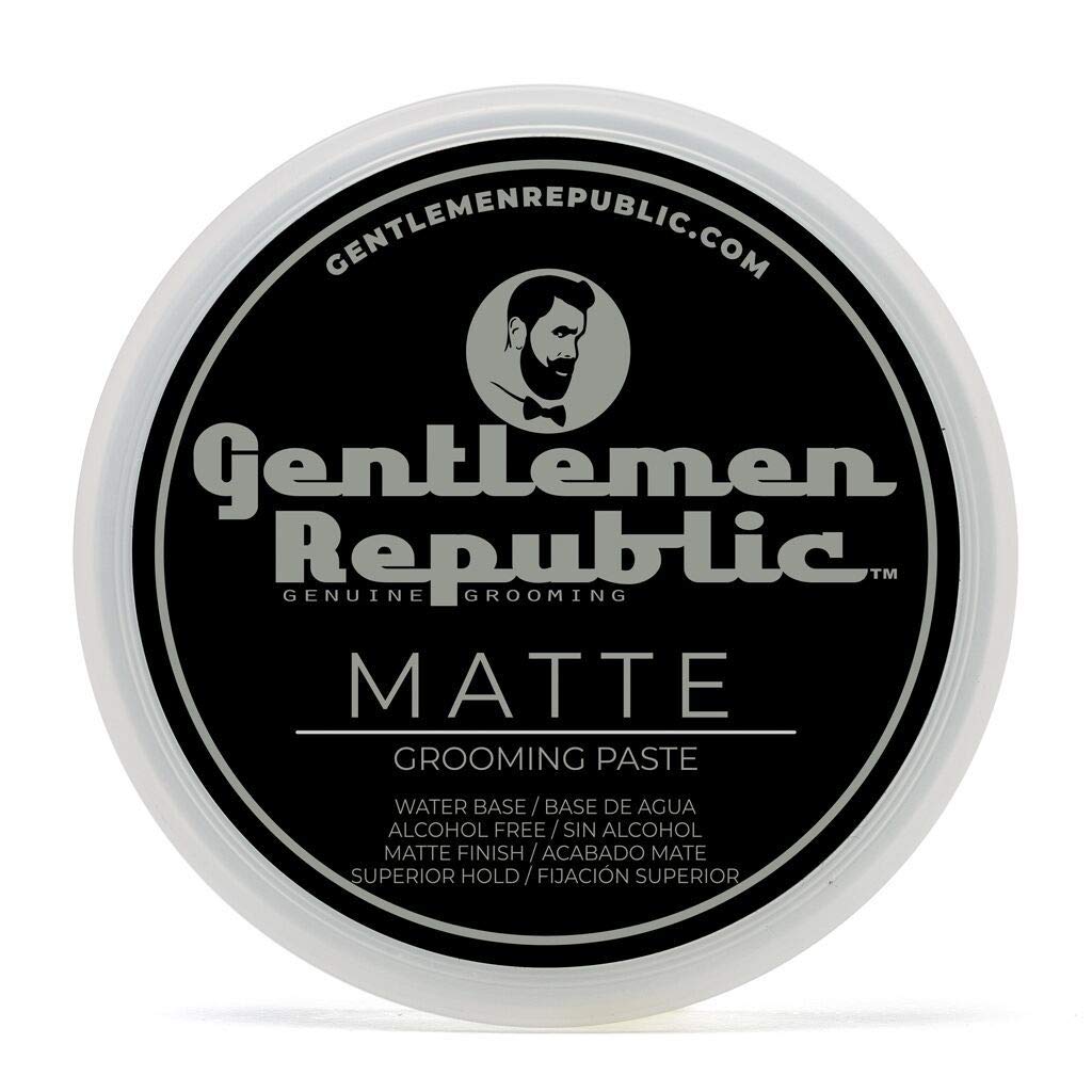 Gentlemen Republic front jar showing matte paste branding and strong hold benefit