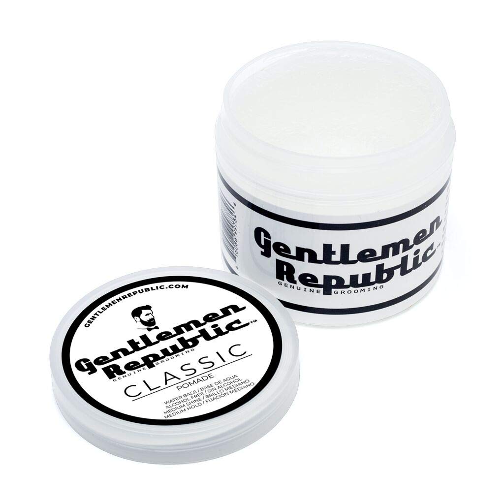 Gentlemen Republic open jar showing smooth pomade texture for easy application