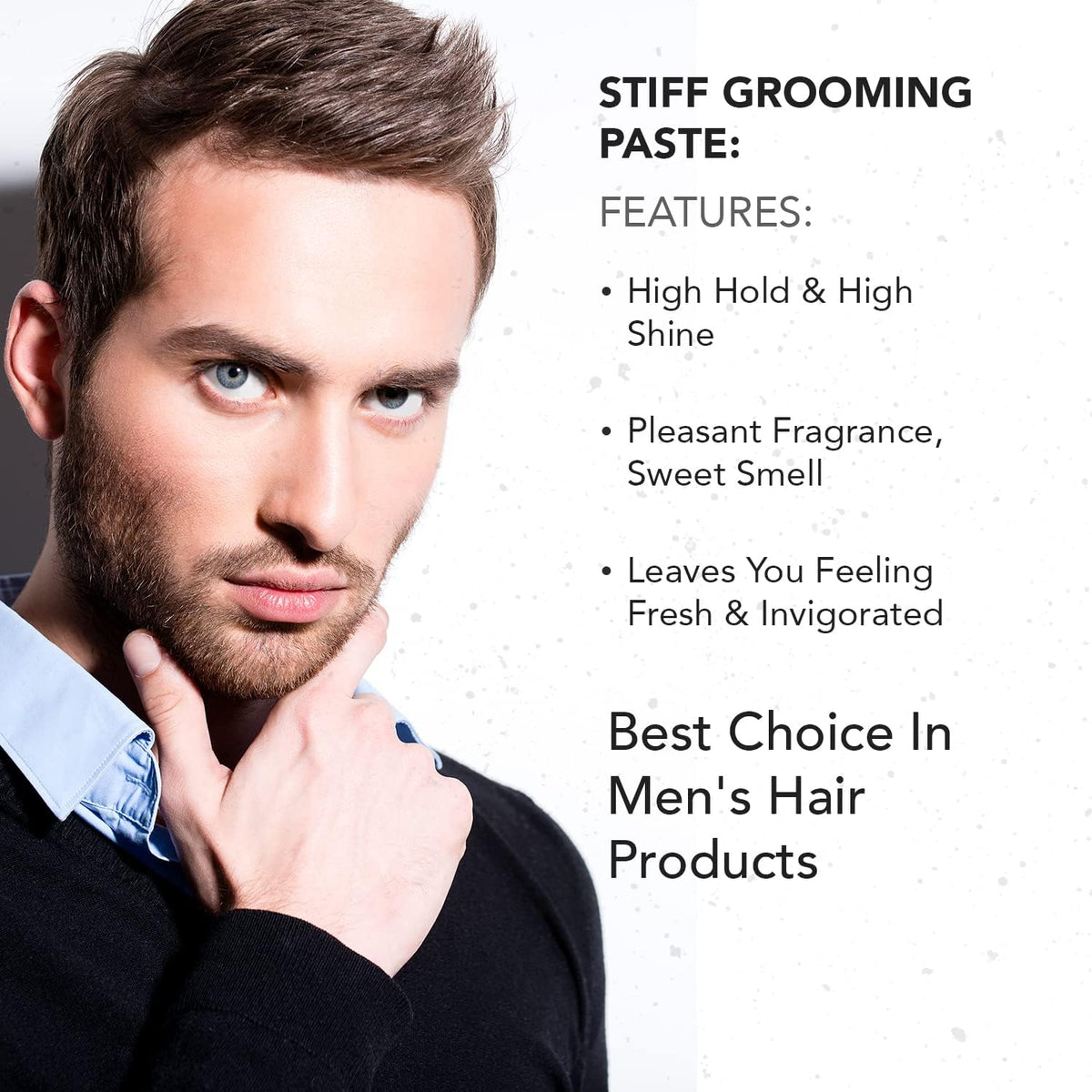 Gentlemen Republic styled pompadour on model showcasing high-shine hold