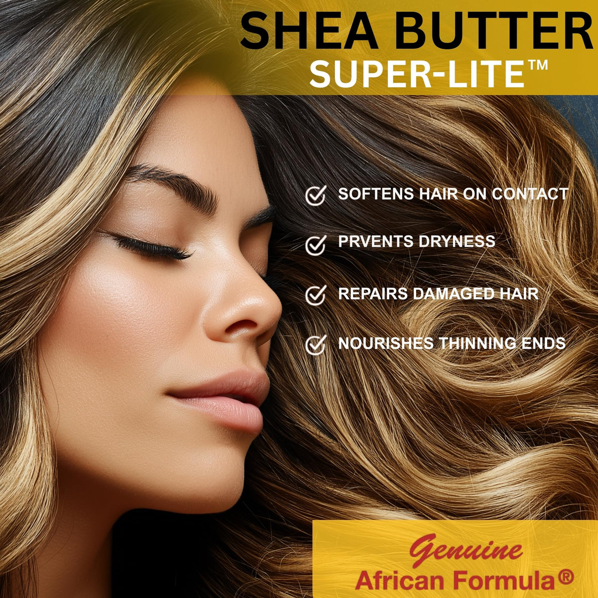 Genuine African Formula applied to hair ends demonstrating instant softening and frizz control