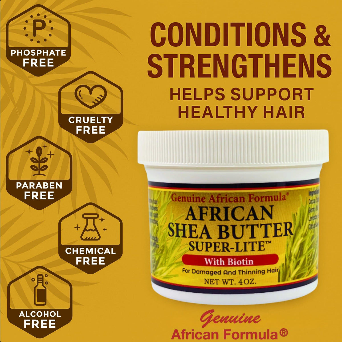 Genuine African Formula open jar revealing smooth butter blend for easy scooping and use