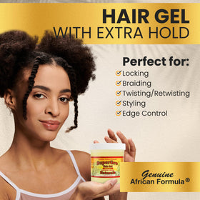 Genuine African Formula ingredient label highlighting biotin keratin and botanical extracts benefits