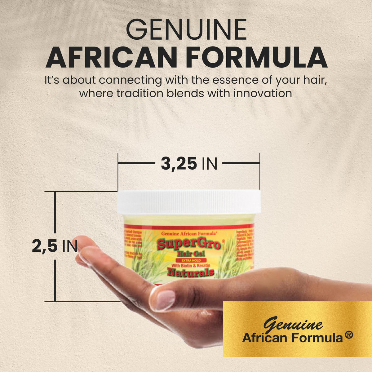 Genuine African Formula in a bathroom setting showing everyday use and styling convenience