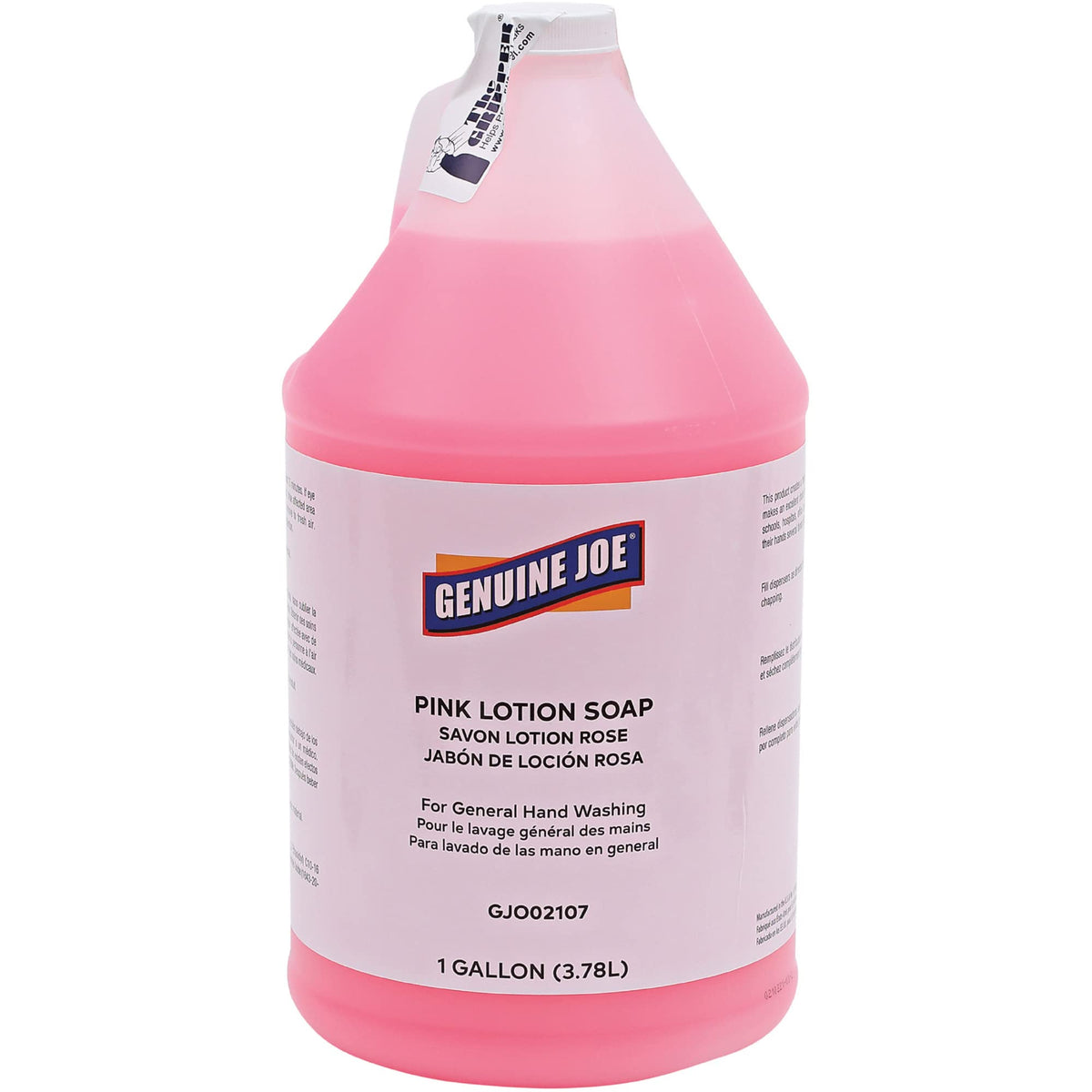 Genuine Joe gallon front label showing product and easy-pour handle benefit