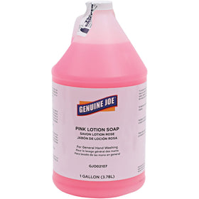 Genuine Joe gallon front label showing product and easy-pour handle benefit