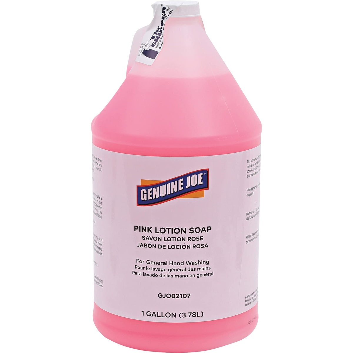 Genuine Joe front packaging showing 1-gallon bottle and label, easy identification benefit