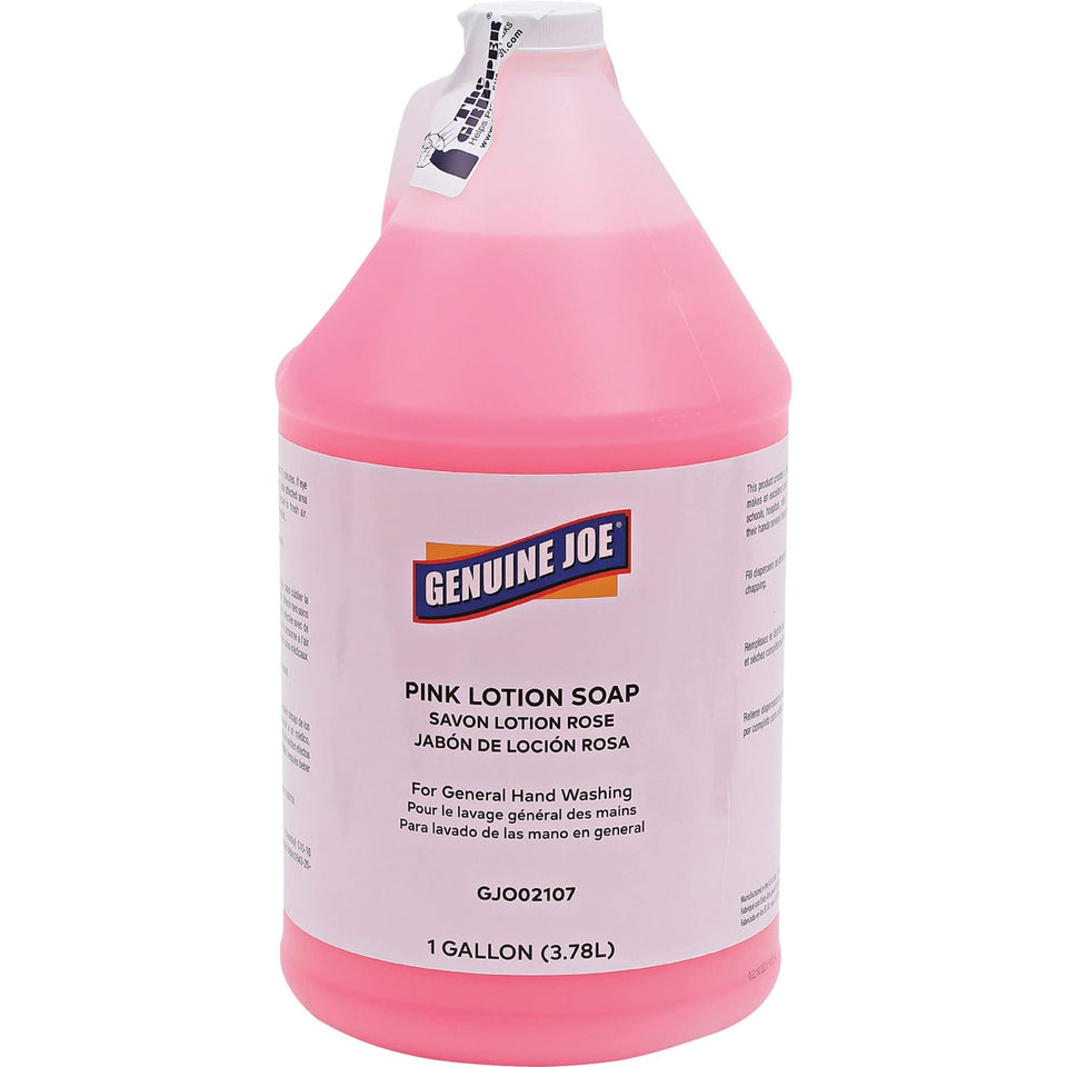 Genuine Joe front packaging showing 1-gallon bottle and label, easy identification benefit