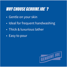 Genuine Joe gallon beside disposable bottle showing economical refill benefit