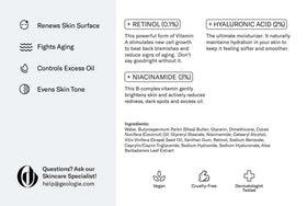 Geologie before and after texture comparison illustrating smoother skin over time benefit