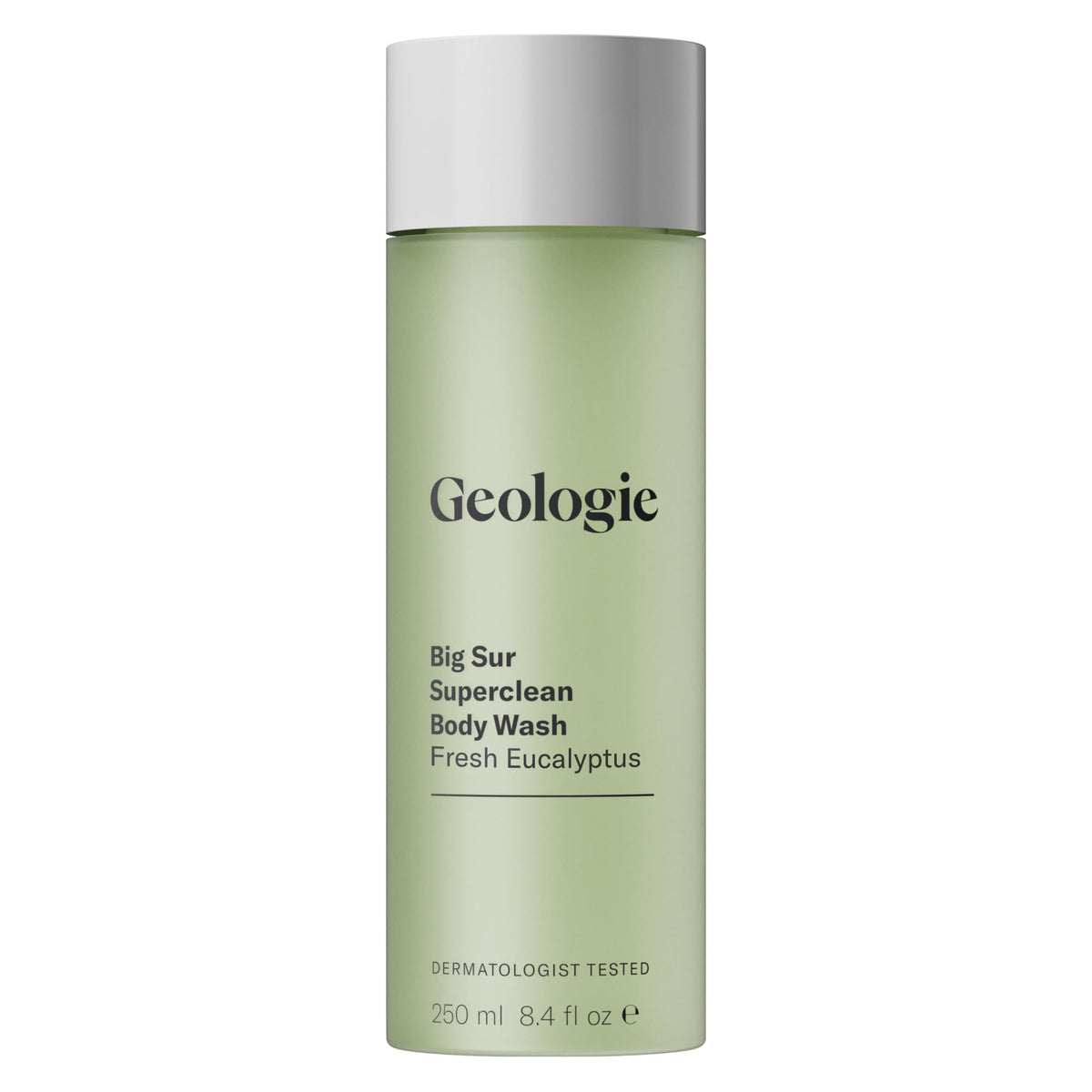 Geologie front packaging showing sleek bottle and eucalyptus appeal