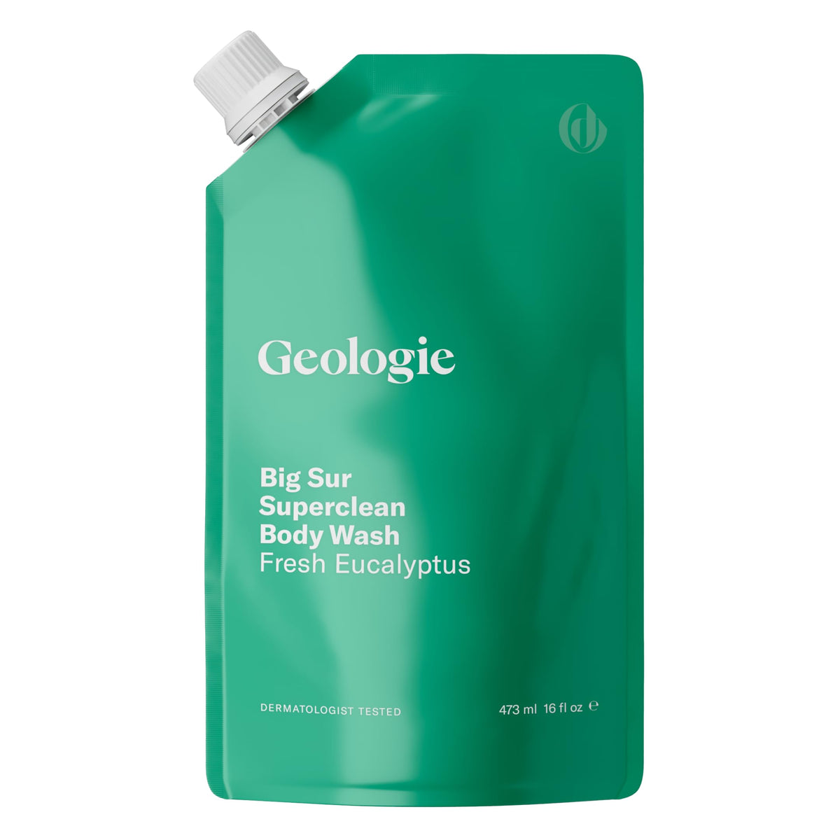 Geologie pouch front view showing eucalyptus scent and eco benefit