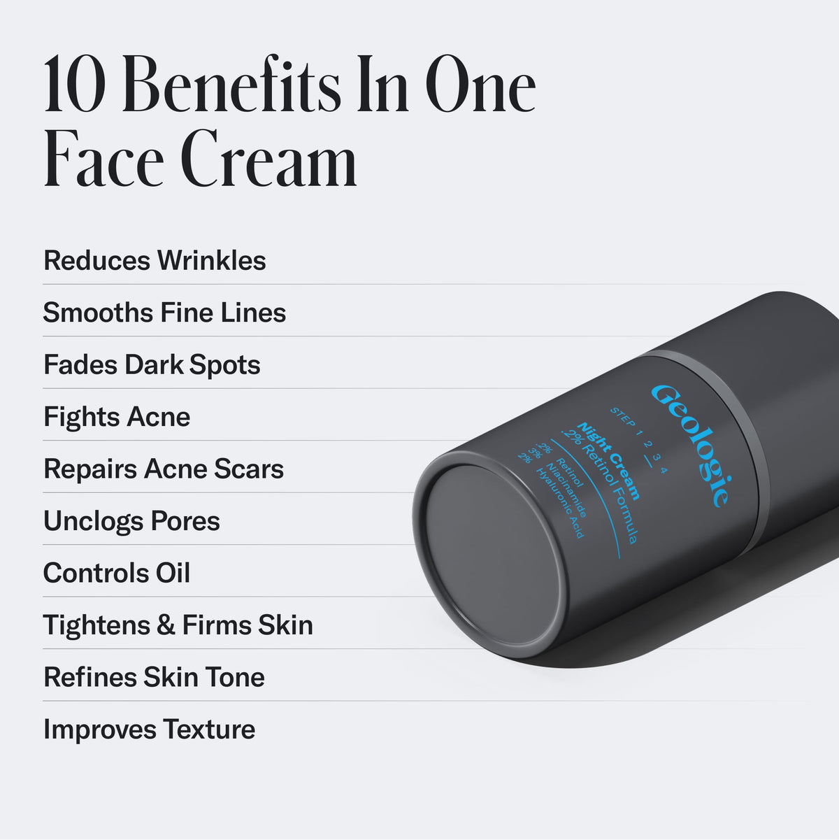 Geologie cream texture close-up highlighting hydrating, smooth finish benefit
