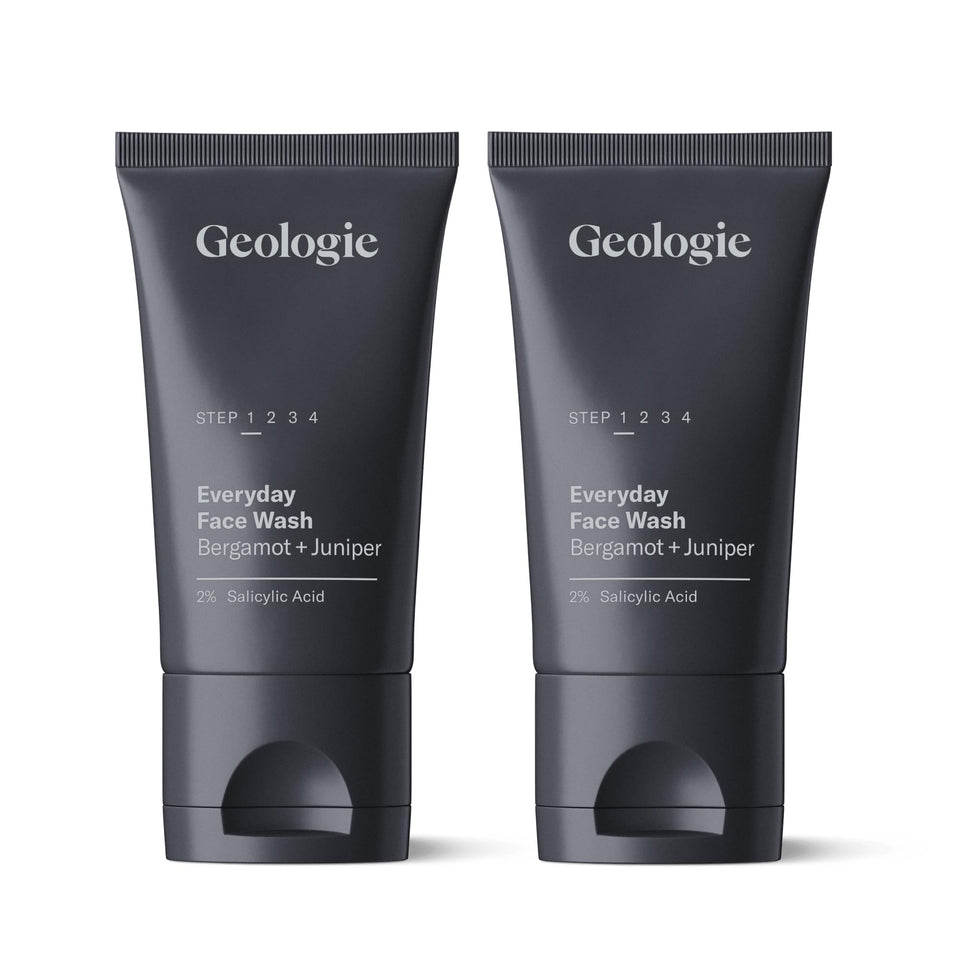 Geologie front packaging of two tubes showing product and scent