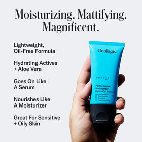 Geologie gel texture close-up highlighting lightweight, cooling hydration