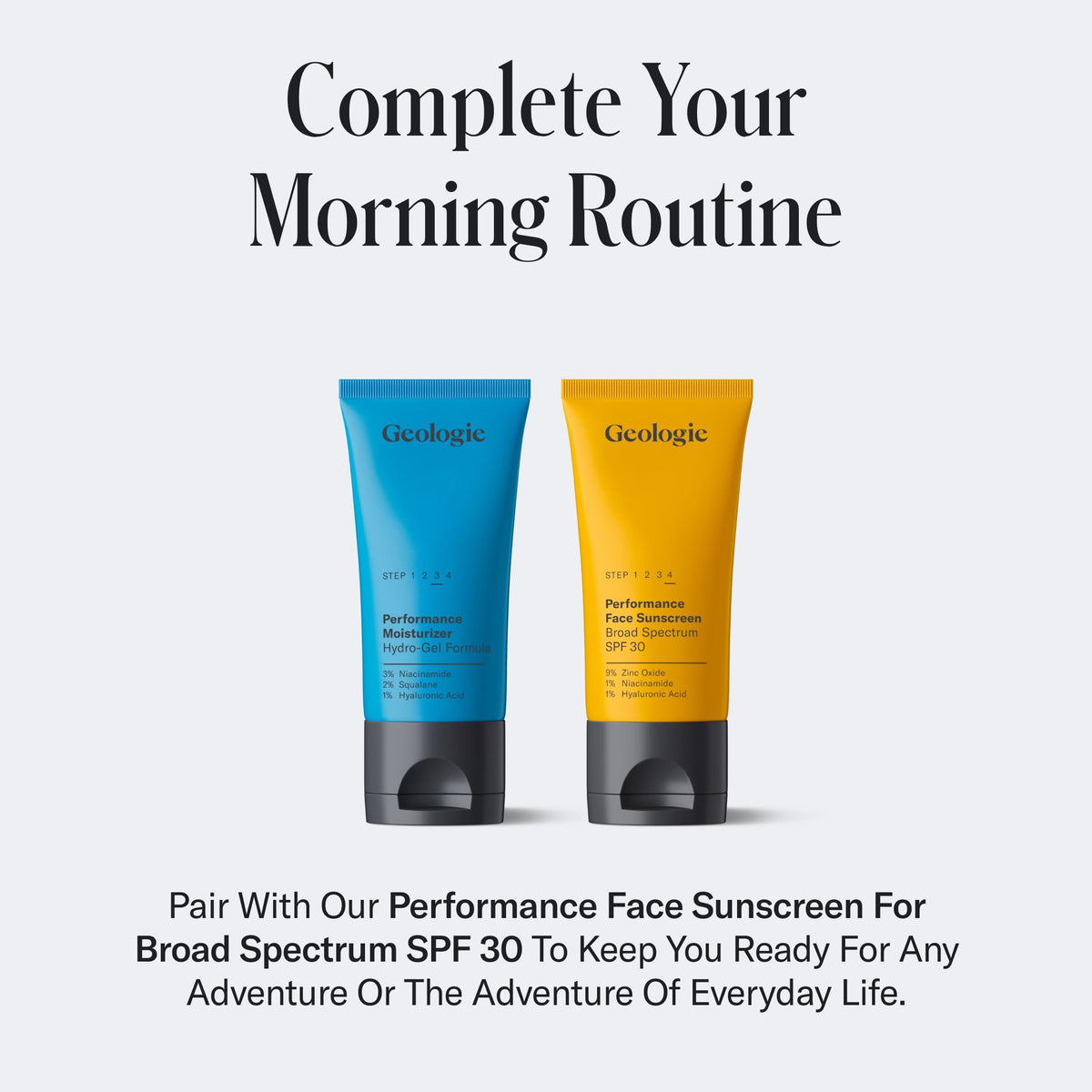 Geologie tube on bathroom counter as part of morning skincare routine