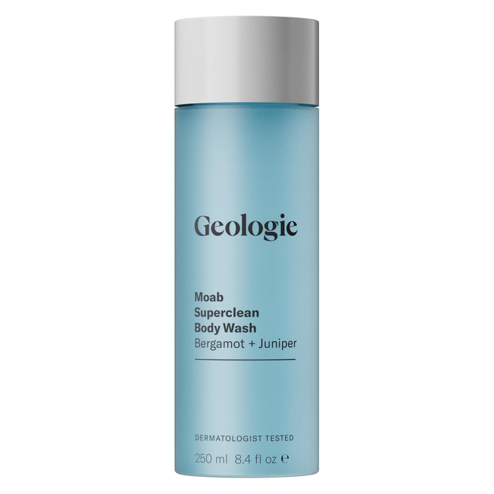 Geologie front bottle showing Moab label and clean modern design for easy dispensing