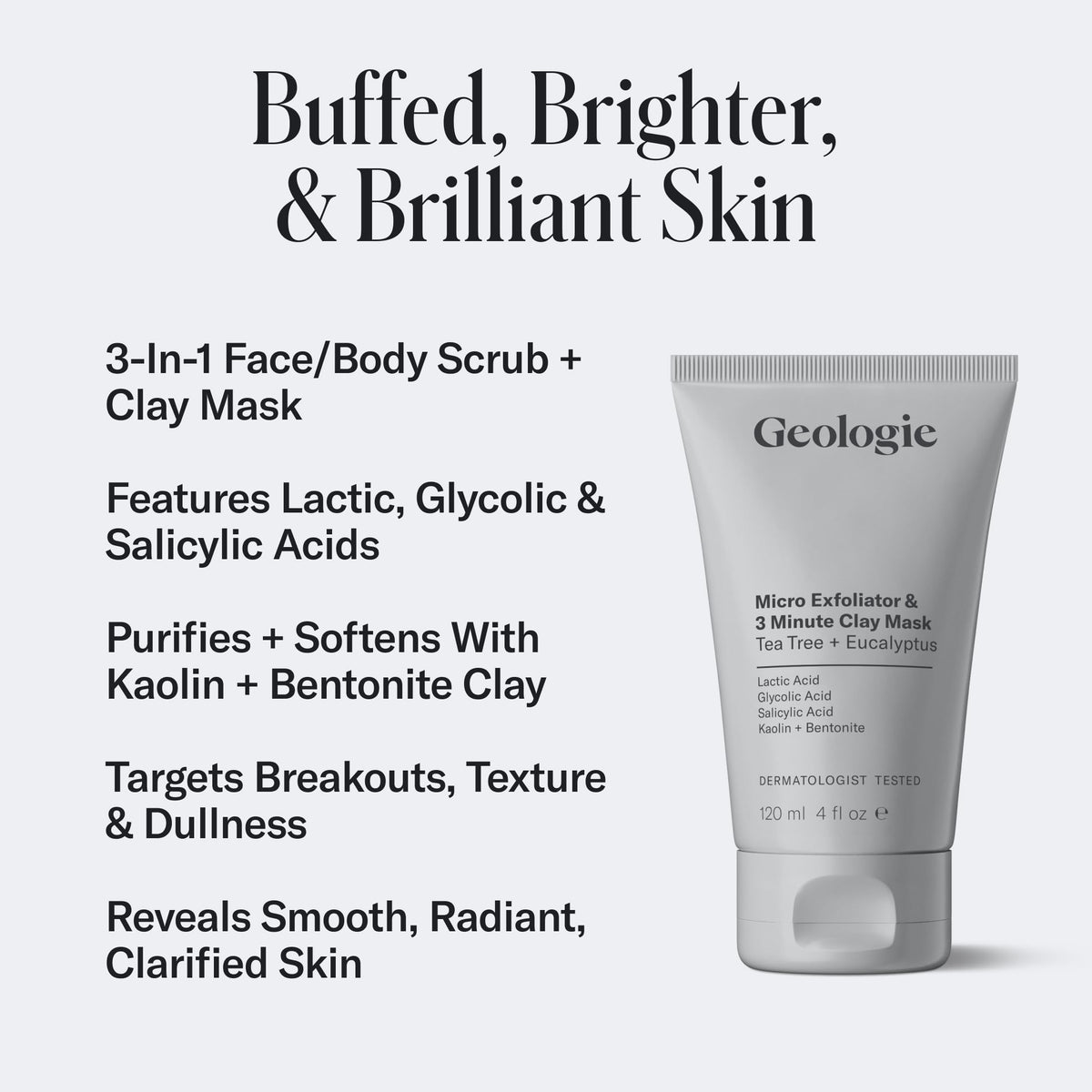 Geologie texture close-up highlighting micro exfoliant particles for visible polish