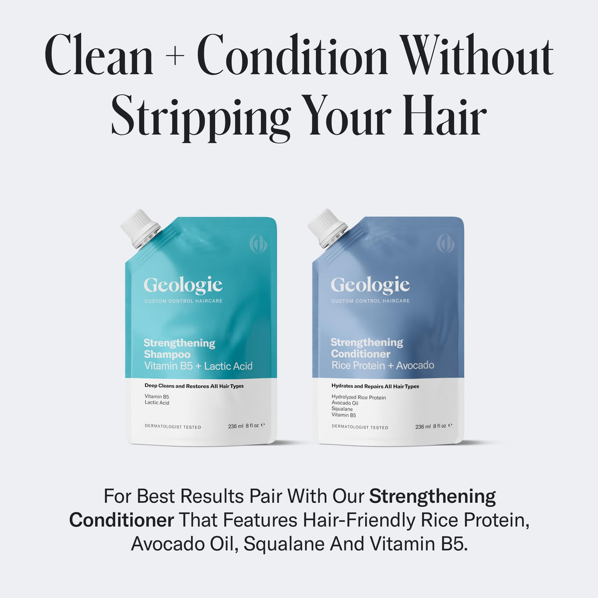 Geologie shampoo on bathroom shelf in lifestyle scene promoting daily use