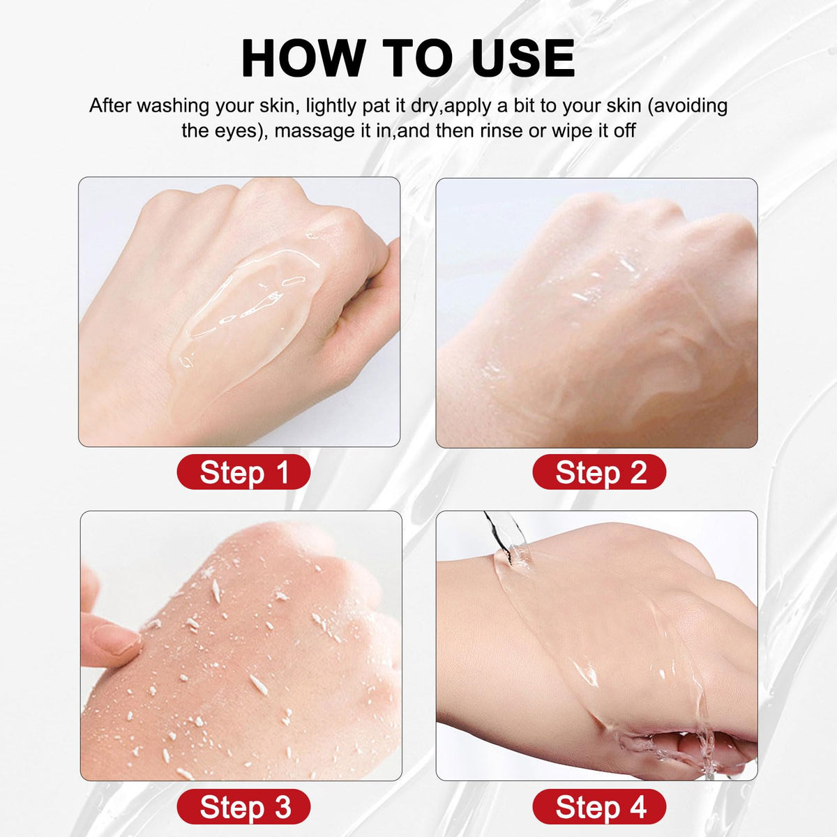 GESHANZHIShui application on hand demonstrating spreadability and gentle exfoliation benefit