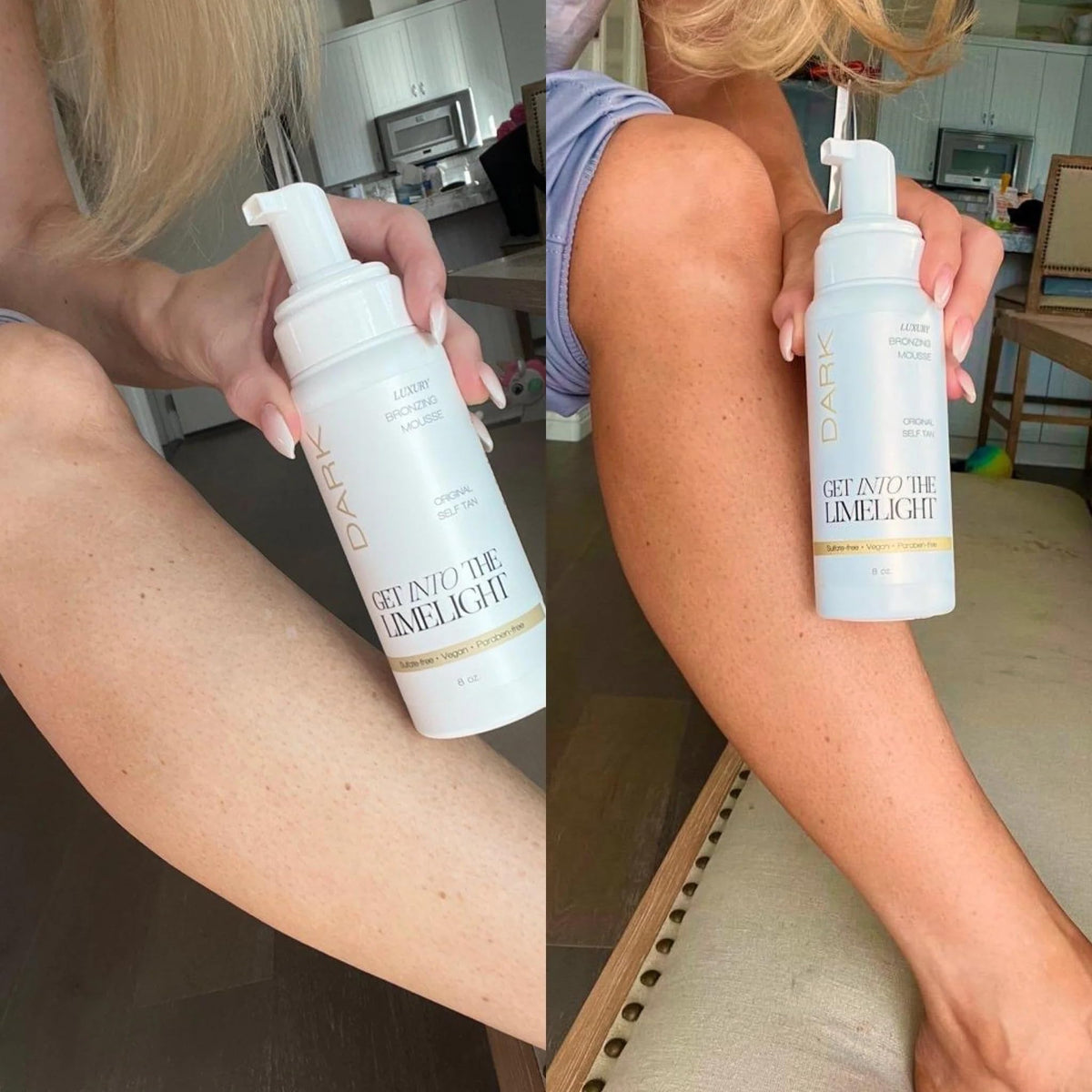 Get Into The Limelight before and after comparison, natural deep tan outcome benefit