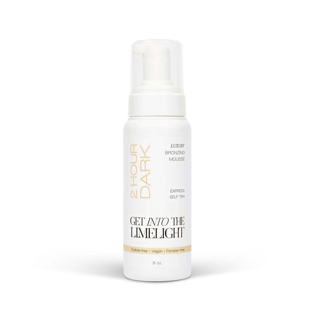 Get Into The Limelight front packaging showing 8 oz bottle and product benefit of fast dark tan