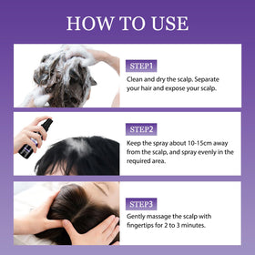 Geynaw solution on scalp demonstrating targeted application and quick-dry texture benefit