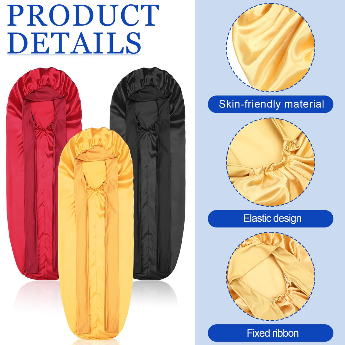 Geyoga stacked bonnets in black wine red and gold for color choice