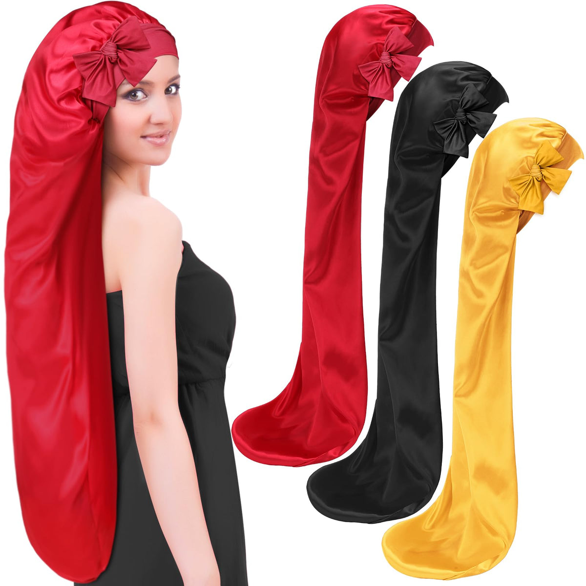 Geyoga front packaging view showing three bonnets and convenient rotation