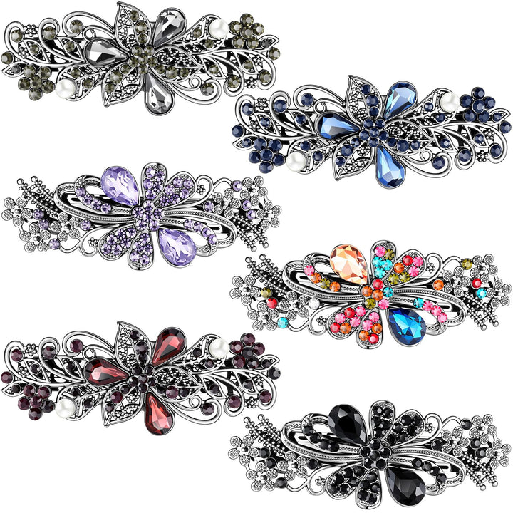 Geyoga front view of six vintage barrettes showing variety and gift-ready appeal