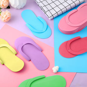 Geyoga slippers on spa shelf conveying handy guest amenity and cleanliness