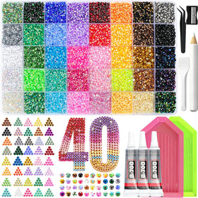 GGDECA front packaging with 40-grid organizer showing organized rhinestones and easy access