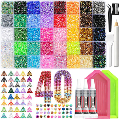 GGDECA front packaging with 40-grid organizer showing organized rhinestones and easy access