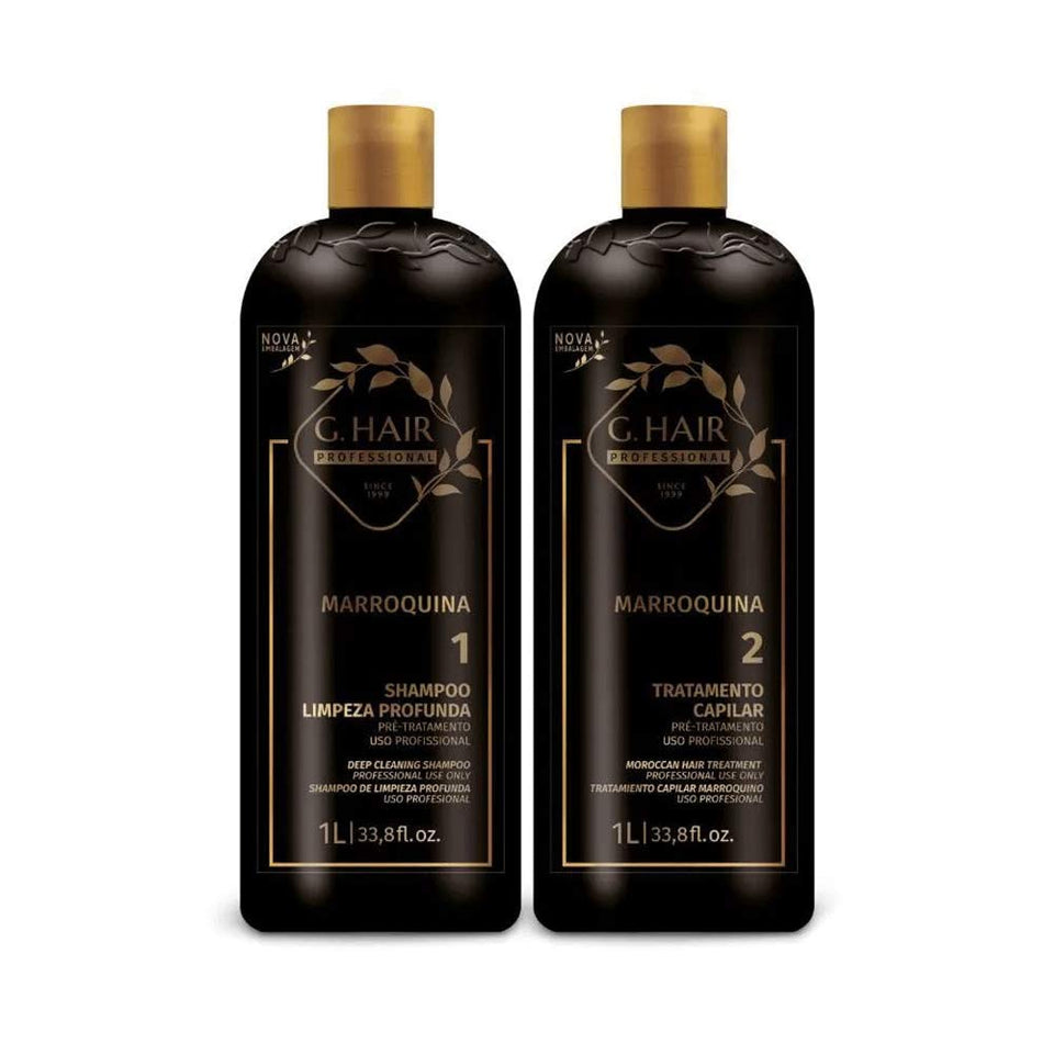 G.HAIR front packaging showing both 1L bottles and kit benefit of salon-sized supply