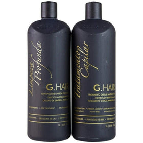 G.HAIR salon application in use demonstrating professional smoothing and frizz control