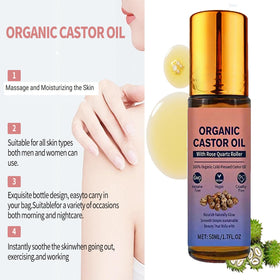 GHTPJ cold-pressed castor oil visual with ingredients showing purity and extraction benefit