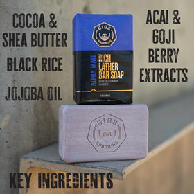 GIBS bar soap close-up highlighting smooth edges and rich finish