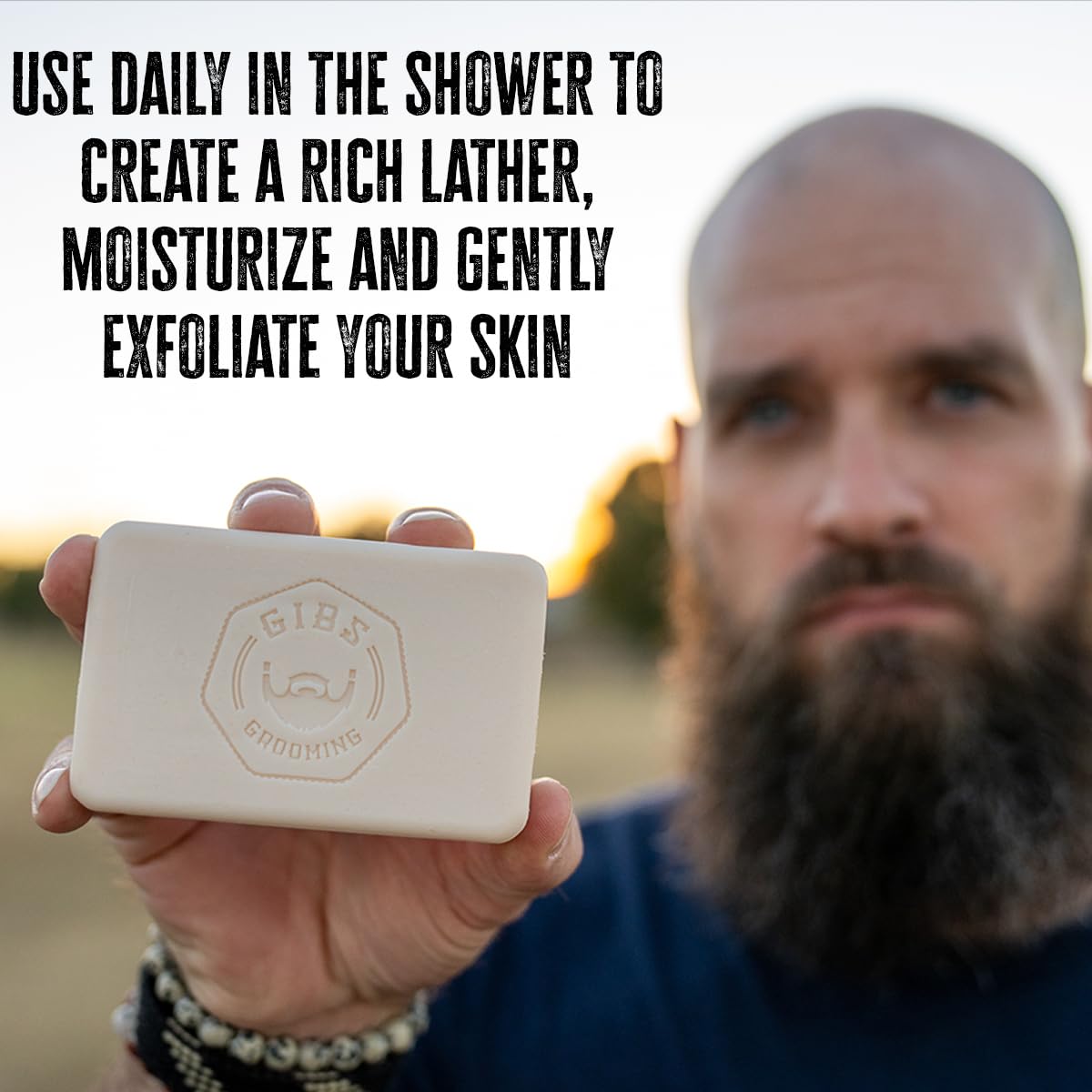 GIBS soap lather in hand demonstrating rich, hydrating foam