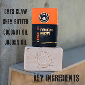 GIBS Handle Bar close-up of exfoliating cat's claw bark texture for effective skin buffing