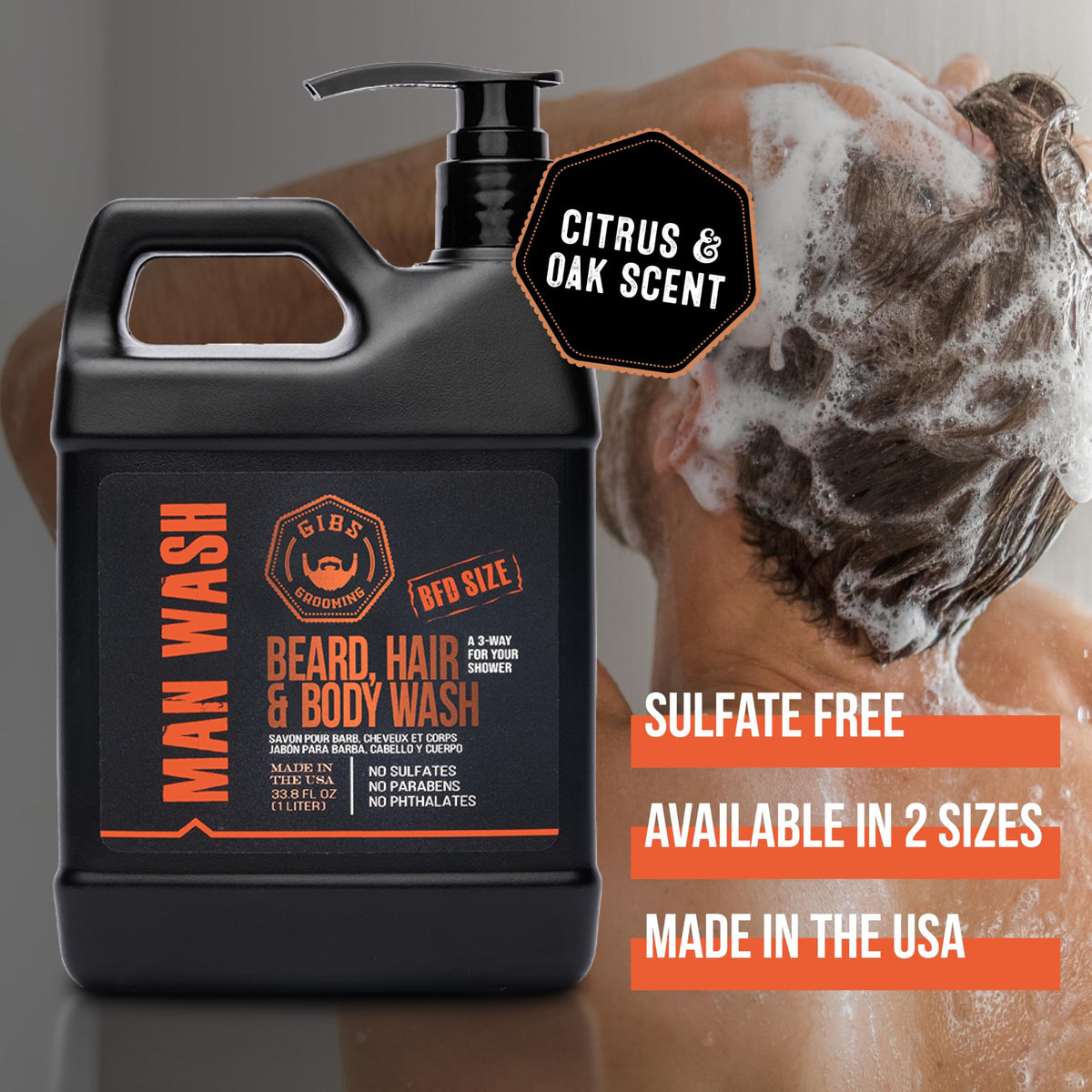 GIBS bottle next to everyday items showing 33.8 oz value benefit