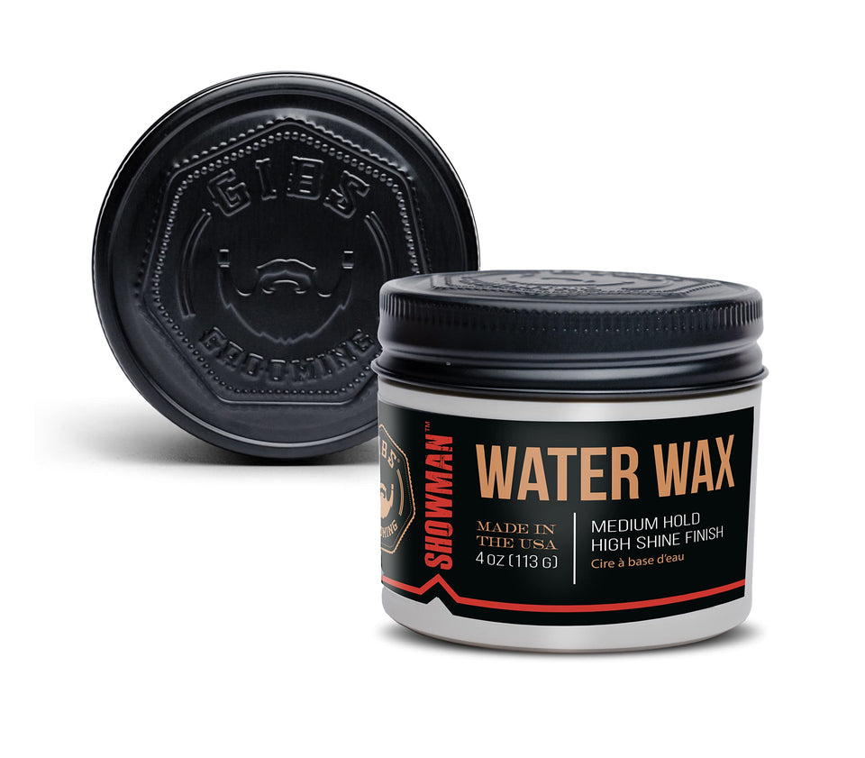GIBS SHOWMAN front jar view showing packaging and glossy finish benefit