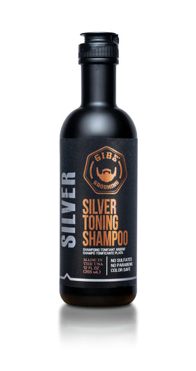 GIBS front packaging of silver purple shampoo showing label and 12 oz size for tone maintenance