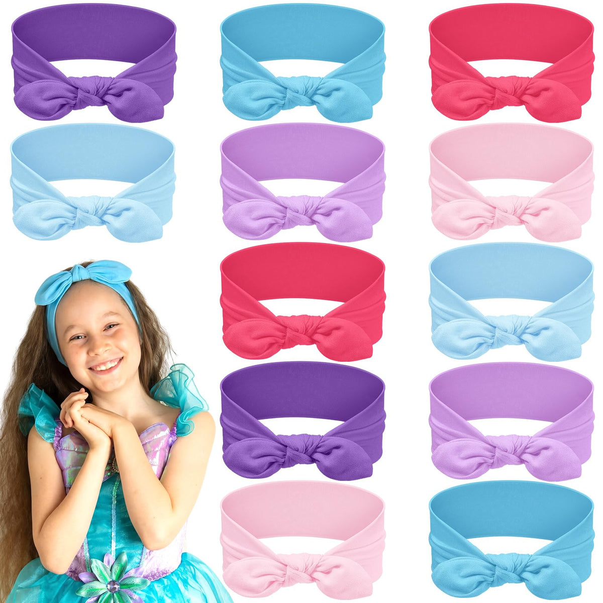 Giegxin front packaging showing 12 mermaid color headbands and benefits