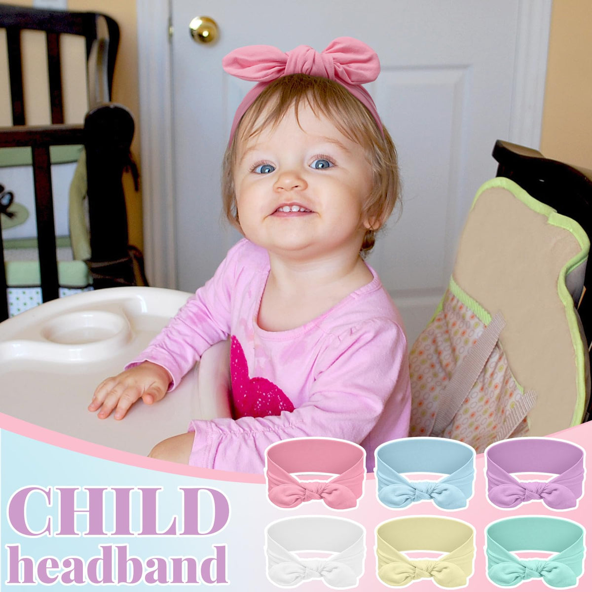 Giegxin toddler wearing headband, demonstrating comfortable fit and cute look