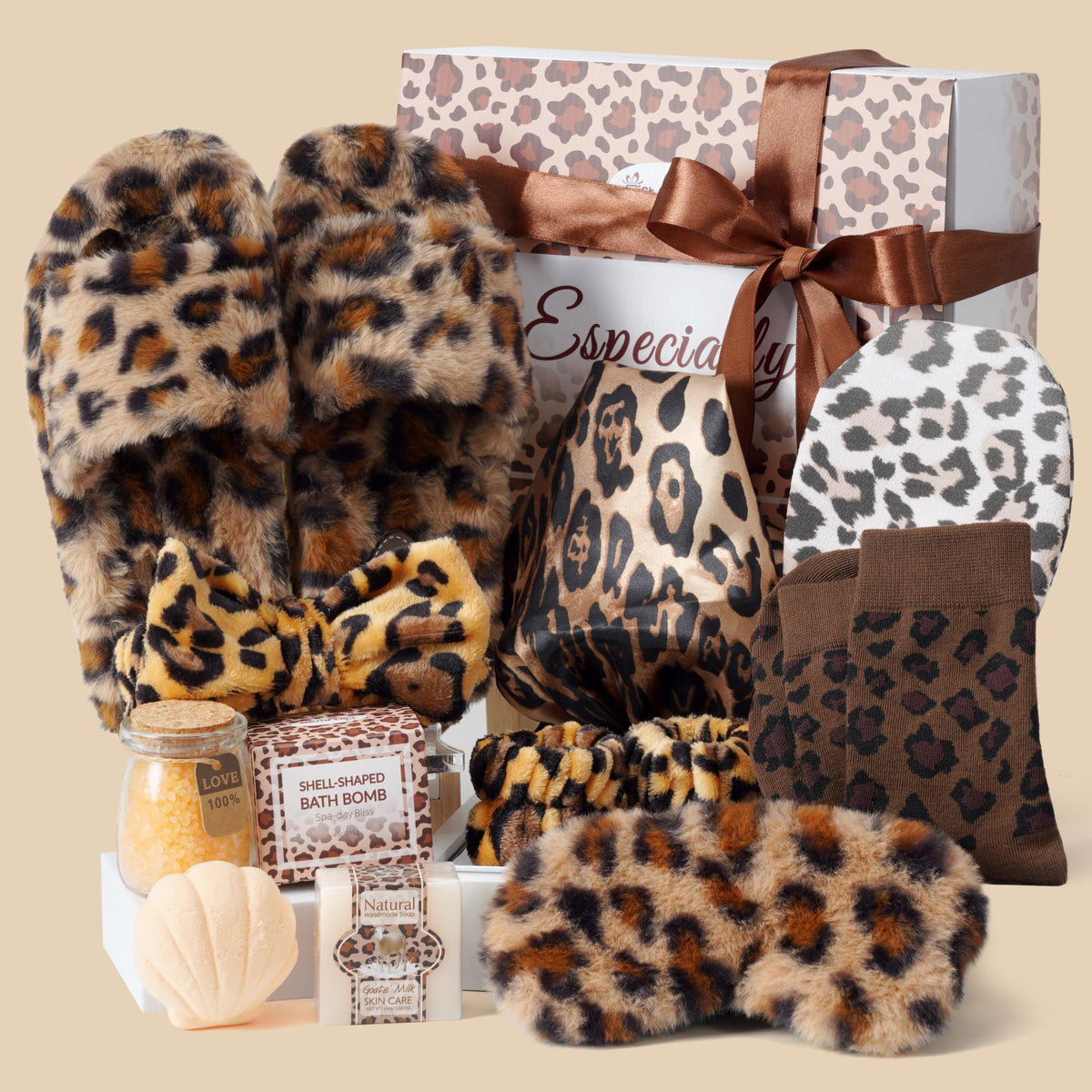 GiftAmaz leopard gift box front view showing ready-to-give presentation